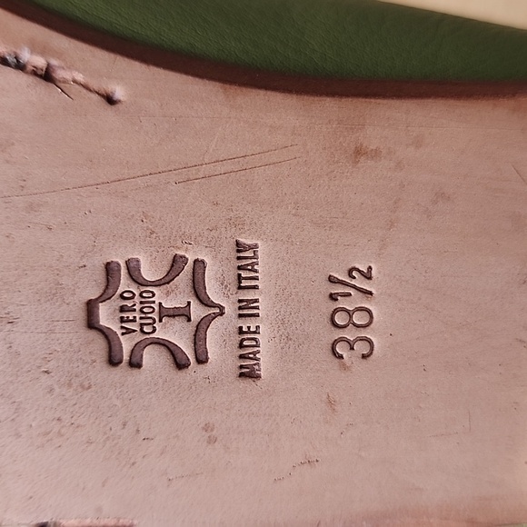 Green Leather Loafers Size 38.5 Made In Italy - Picture 11 of 11